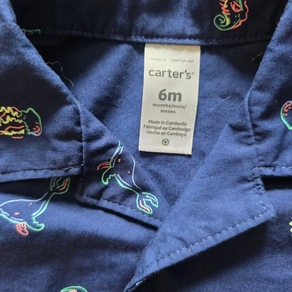 Carters Baby Boy 6M Navy Blue Neon Sea Creature Shirt and Shorts Set 2 Piece